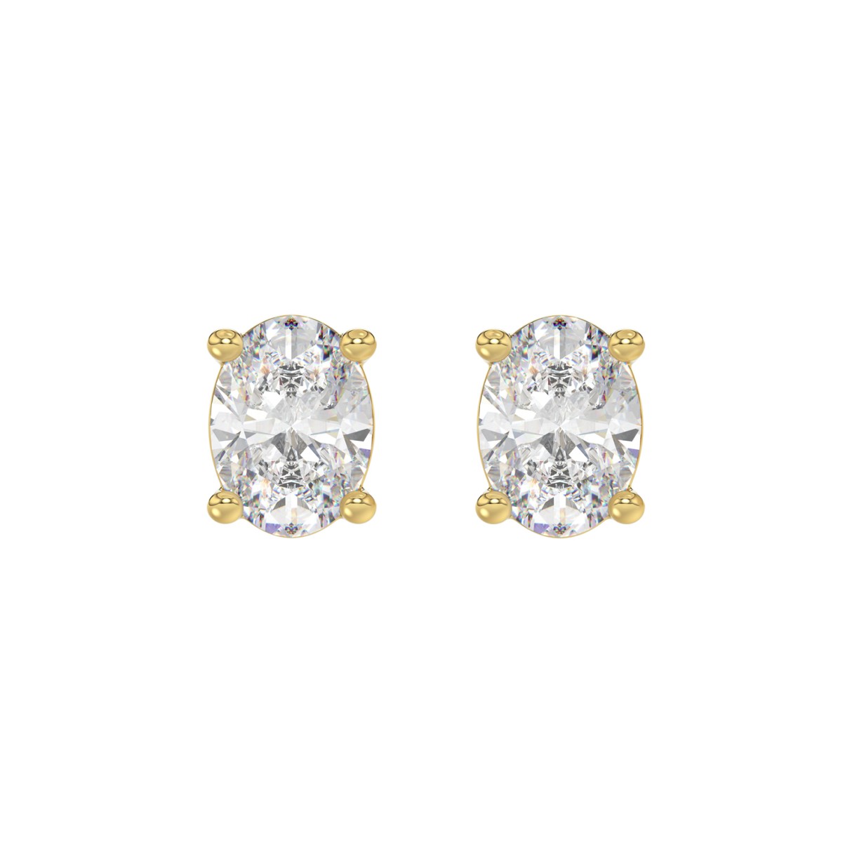 LADIES SOLITAIRE EARRINGS 4.00CT OVAL DIAMOND 14K YELLOW GOLD (CENTER STONE OVAL DIAMOND 2.00CT) - Image 1