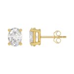 LADIES SOLITAIRE EARRINGS 4.00CT OVAL DIAMOND 14K YELLOW GOLD (CENTER STONE OVAL DIAMOND 2.00CT) - Image 2
