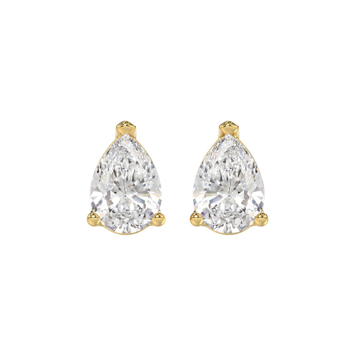 LADIES SOLITAIRE EARRINGS 4.00CT PEAR DIAMOND 14K YELLOW GOLD - Image 1