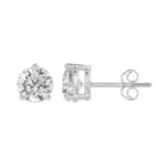 LADIES SOLITAIRE EARRINGS 4CT ROUND DIAMOND 14K WHITE GOLD (CENTER STONE ROUND DIAMOND 2CT ) - Image 2