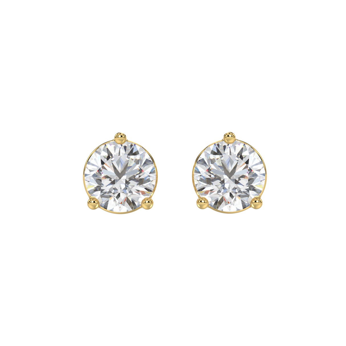 LADIES SOLITAIRE EARRINGS 4CT ROUND DIAMOND 14K YELLOW GOLD (CENTER STONE ROUND DIAMOND 2CT ) - Image 1