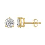 LADIES SOLITAIRE EARRINGS 4CT ROUND DIAMOND 14K YELLOW GOLD (CENTER STONE ROUND DIAMOND 2CT ) - Image 2