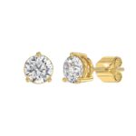 LADIES SOLITAIRE EARRINGS 4CT ROUND DIAMOND 14K YELLOW GOLD (CENTER STONE ROUND DIAMOND 2CT ) - Image 3