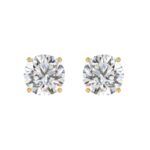 LADIES SOLITAIRE EARRINGS 6CT ROUND DIAMOND 14K YELLOW GOLD