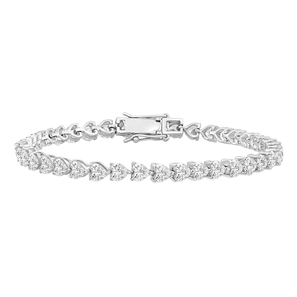 LADIES TENNIS BRACELET 9.00CT HEART DIAMOND 18K WHITE GOLD - Image 1