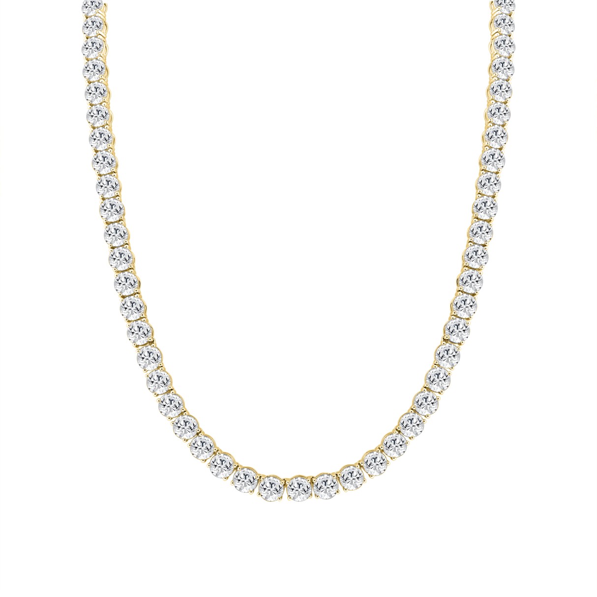 LADIES TENNIS NECKLACE 32 1/4CT ROUND DIAMOND 14K YELLOW GOLD - Image 1