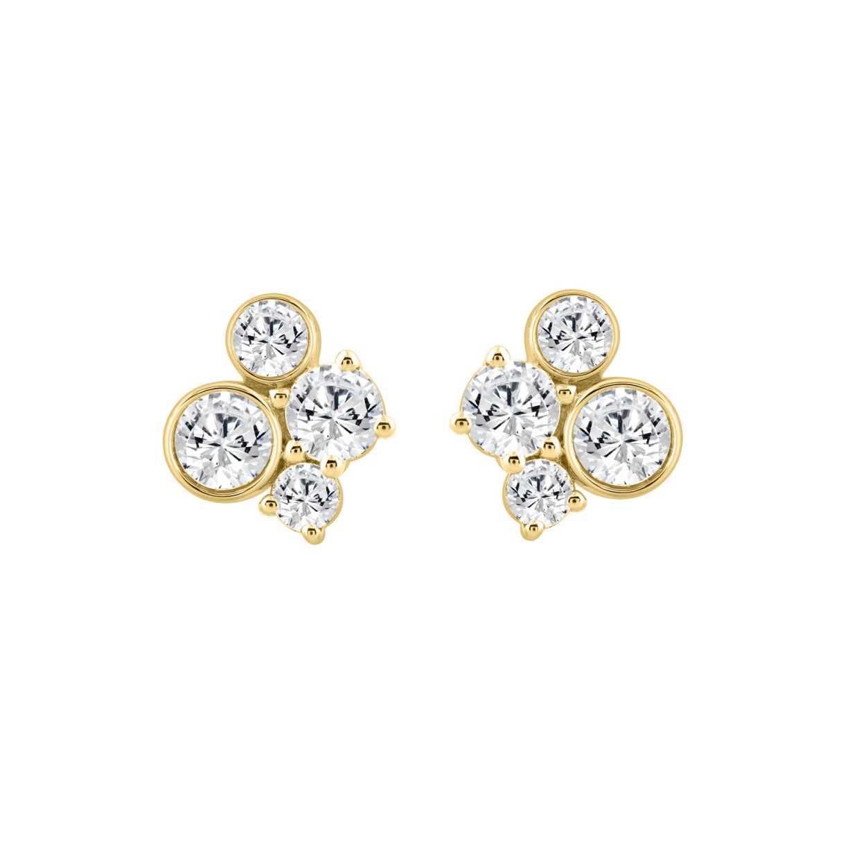 1.00CT Yellow Gold 10K Round Diamond Fashion Earrings for Women (Color F-G Clarity VS1/VS2) - Image 1
