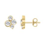 1.00CT Yellow Gold 10K Round Diamond Fashion Earrings for Women (Color F-G Clarity VS1/VS2) - Image 2