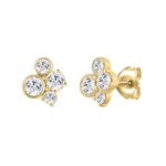 1.00CT Yellow Gold 10K Round Diamond Fashion Earrings for Women (Color F-G Clarity VS1/VS2) - Image 3