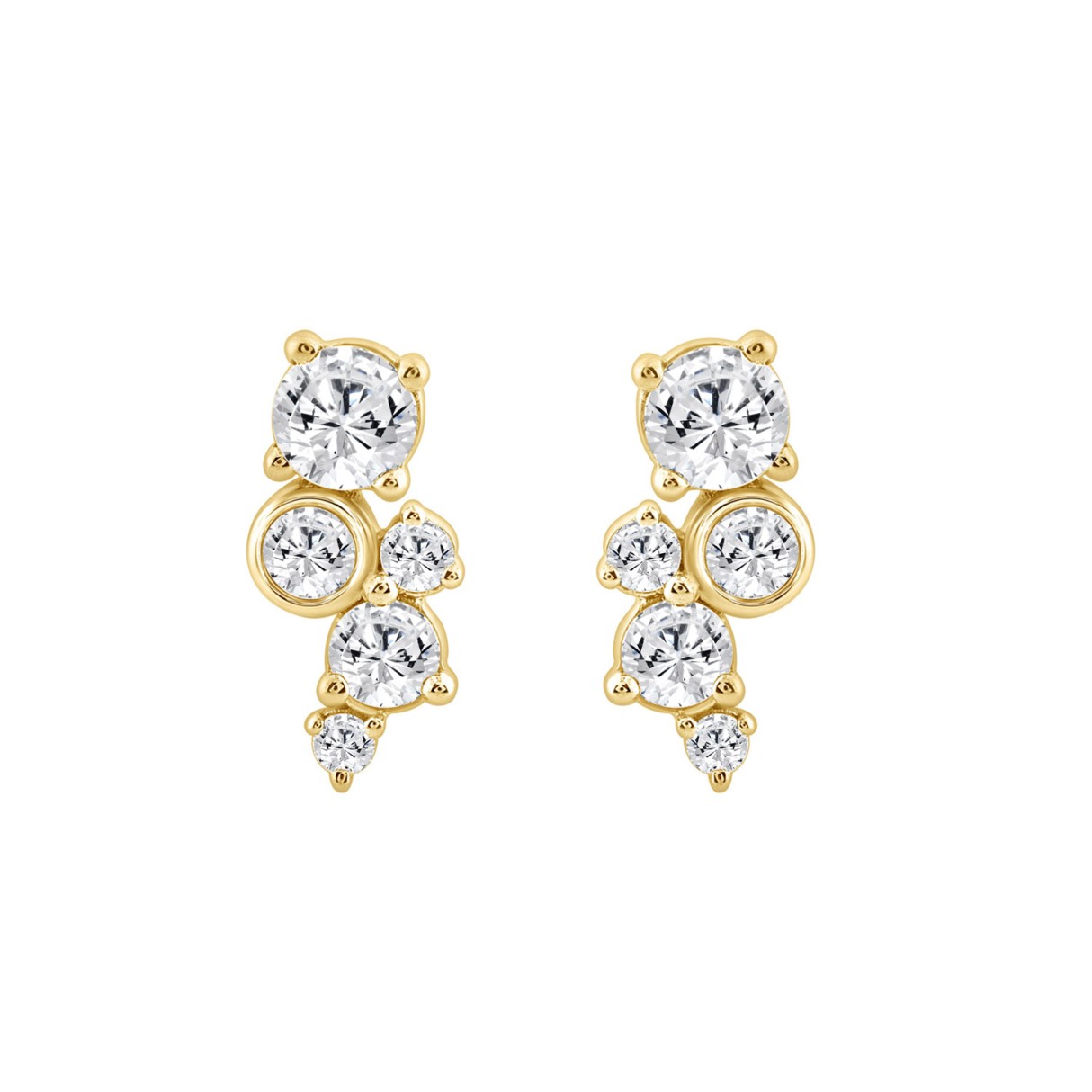 1.00CT Yellow Gold 10K Round Diamond Fashion Earrings for Women (Color F-G Clarity VS1/VS2) - Image 1
