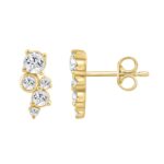 1.00CT Yellow Gold 10K Round Diamond Fashion Earrings for Women (Color F-G Clarity VS1/VS2) - Image 2