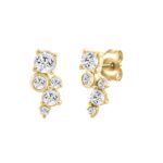 1.00CT Yellow Gold 10K Round Diamond Fashion Earrings for Women (Color F-G Clarity VS1/VS2) - Image 3
