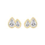 1.00CT Yellow Gold 14K Collection Linked Hearts & Two-Stone Pear Diamond stud Earring for Women (Color F-G -Clarity VS1/VS2)