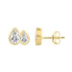 1.00CT Yellow Gold 14K Collection Linked Hearts & Two-Stone Pear Diamond stud Earring for Women (Color F-G -Clarity VS1/VS2) - Image 2