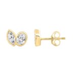 1.00CT Yellow Gold 14K Collection Linked Hearts Two-Stone Diamond Stud Ladies Earrings & Oval & Marquise Cut Diamond (Color F-G Clarity VS1/VS - Image 2