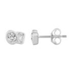 1/2CT White Gold 10K Collection Linked Hearts & Two-Stone Oval/Emerald Diamond stud Earring for Women (Color F-G -Clarity VS1/VS2) - Image 2