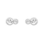 1/2CT White Gold 10K Collection Linked Hearts & Two-Stone Round Diamond Earring for Women (Color F-G -Clarity VS1/VS2)