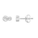 1/2CT White Gold 10K Collection Linked Hearts & Two-Stone Round Diamond Earring for Women (Color F-G -Clarity VS1/VS2) - Image 2