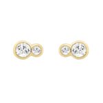 1/2CT Yellow Gold 10K Collection Linked Hearts & Two-Stone Round Diamond Earring for Women (Color F-G -Clarity VS1/VS2)
