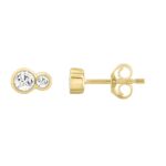 1/2CT Yellow Gold 10K Collection Linked Hearts & Two-Stone Round Diamond Earring for Women (Color F-G -Clarity VS1/VS2) - Image 2
