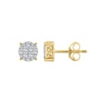 10K Yellow Gold Ladies Stud Earrings 1/2CT Round Brilliant Cut Diamond (Color F-G -Clarity VS2) - Image 2