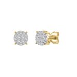 10K Yellow Gold Ladies Stud Earrings 1/2CT Round Brilliant Cut Diamond (Color F-G -Clarity VS2) - Image 3