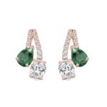 14K ROSE GOLD 2 1/2CT ROUND/OVAL/GREEN EMERALD PEAR DIAMOND LADIES EARRING (GREEN EMERALD PEAR DIAMOND 1.00CT)