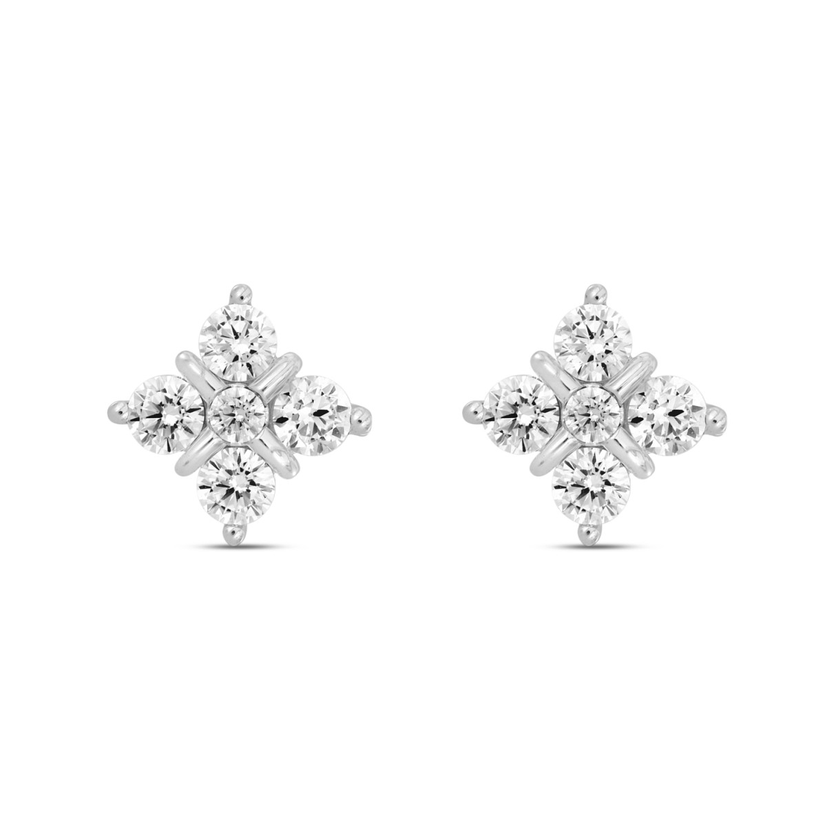 14K WHITE GOLD 1 1/2CT ROUND DIAMOND LADIES EARRINGS - Image 1