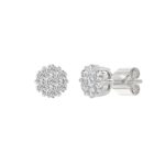 14K WHITE GOLD 1 1/2CT ROUND DIAMOND LADIES FLOWER EARRINGS - Image 3