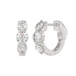 14K WHITE GOLD 1 1/2CT ROUND DIAMOND LADIES HOOPS EARRINGS - Image 3