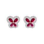 14K WHITE GOLD 1 1/2CT ROUND/PEAR DIAMOND LADIES EARRINGS (RUBY PEAR)