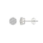 14K WHITE GOLD 1.00CT ROUND DIAMOND LADIES FLOWER EARRINGS - Image 2