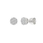 14K WHITE GOLD 1.00CT ROUND DIAMOND LADIES FLOWER EARRINGS - Image 3