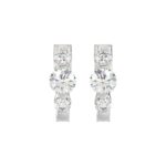 14K WHITE GOLD 1.00CT ROUND DIAMOND LADIES HOOPS EARRINGS