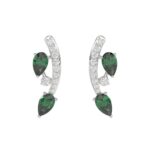 14K WHITE GOLD 1.00CT ROUND/PEAR DIAMOND LADIES EARRINGS (PEAR EMERALD DIAMOND 7/8CT)