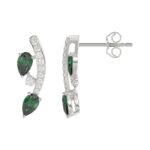 14K WHITE GOLD 1.00CT ROUND/PEAR DIAMOND LADIES EARRINGS (PEAR EMERALD DIAMOND 7/8CT) - Image 2