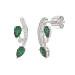 14K WHITE GOLD 1.00CT ROUND/PEAR DIAMOND LADIES EARRINGS (PEAR EMERALD DIAMOND 7/8CT) - Image 3