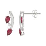 14K WHITE GOLD 1.00CT ROUND/PEAR DIAMOND LADIES EARRINGS (PEAR RUBY DIAMOND 7/8CT) - Image 2
