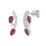 14K WHITE GOLD 1.00CT ROUND/PEAR DIAMOND LADIES EARRINGS (PEAR RUBY DIAMOND 7/8CT) - Image 3