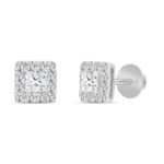 14K WHITE GOLD 1.00CT ROUND/PRINCESS DIAMOND LADIES EARRINGS - Image 3