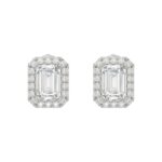 14K WHITE GOLD 2 1/3CT ROUND/EMERALD DIAMOND LADIES EARRINGS (CENTER STONE EMERALD DIAMOND 1CT)