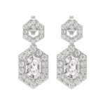 14K WHITE GOLD 2 1/4CT ROUND/KITE STEP CUT DIAMOND LADIES EARRINGS