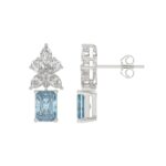 14K WHITE GOLD 3.00CT PEAR/MARQUISE/BLUE RADIANT DIAMOND LADIES EARRINGS - Image 2