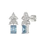 14K WHITE GOLD 3.00CT PEAR/MARQUISE/BLUE RADIANT DIAMOND LADIES EARRINGS - Image 3