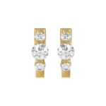 14K YELLOW GOLD 1.00CT ROUND DIAMOND LADIES HOOPS EARRING