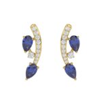 14K YELLOW GOLD 1.00CT ROUND/PEAR DIAMOND LADIES EARRINGS (PEAR BLUE DIAMOND 7/8CT)