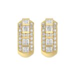 14K YELLOW GOLD 1.00CT ROUND/PRINCESS/BAGUETTE DIAMOND LADIES EARRINGS