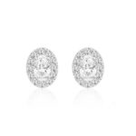 18K WHITE GOLD 2.00CT ROUND/OVAL DIAMOND LADIES EARRINGS