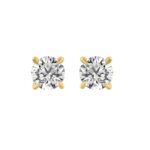 18K YELLOW GOLD 1 1/2CT ROUND DIAMOND STUDS EARRINGS