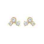 3/4CT Yellow Gold 10K Round Diamond Fashion Earrings for Women (Color F-G Clarity VS1/VS2)